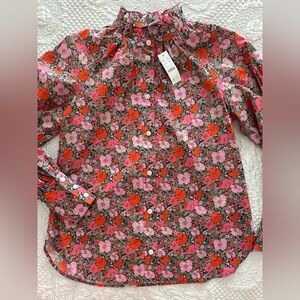 JCrew Liberty Floral Blouse Top NWT 00 Pink Red Orange
